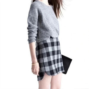 Madewell Buffalo Plaid Black/Gray Mini Skirt Size 2